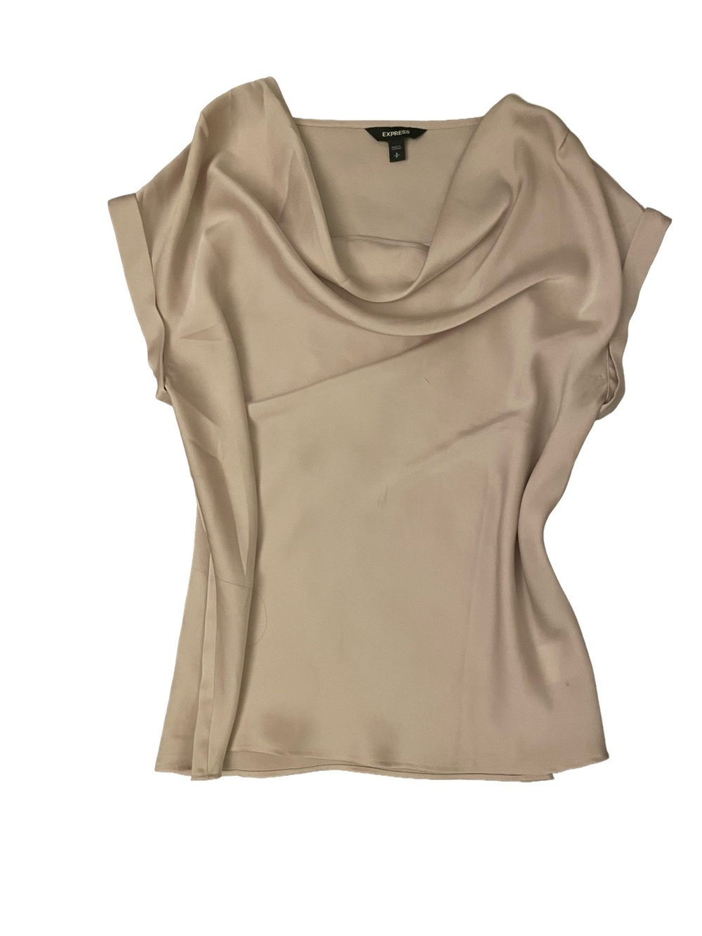 Express Women’s Small Light Taupe Draped Cowl Neck Blouse